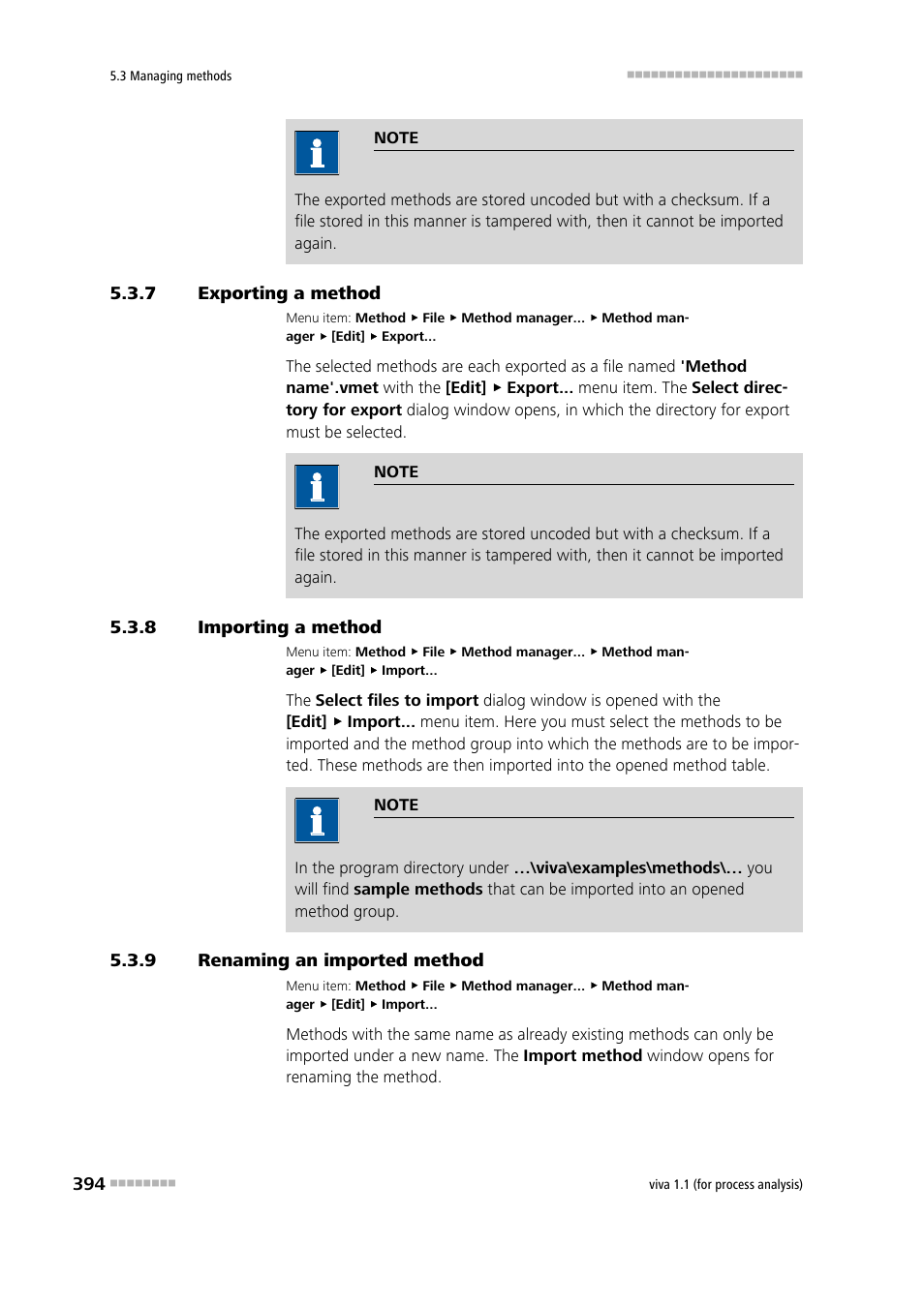 7 exporting a method, 8 importing a method, 9 renaming an imported method | Exporting a method, Importing a method, Renaming an imported method | Metrohm viva 1.1 (ProLab) User Manual | Page 406 / 1085