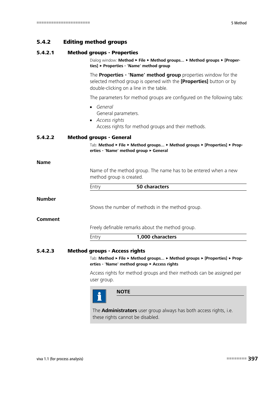 2 editing method groups, 1 method groups - properties, 2 method groups - general | 3 method groups - access rights, Editing method groups | Metrohm viva 1.1 (ProLab) User Manual | Page 409 / 1085