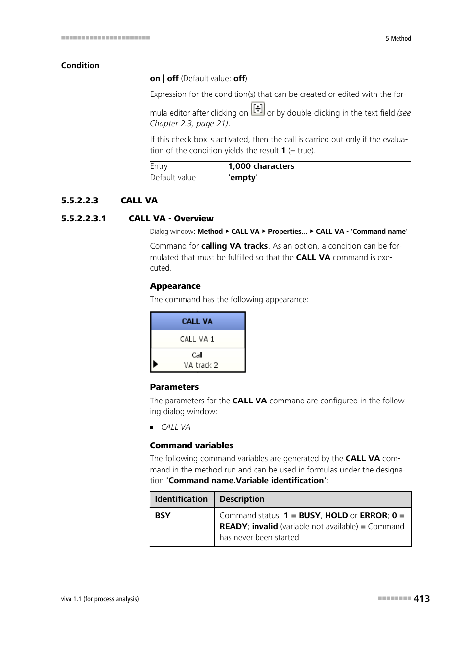 3 call va, 1 call va - overview, Call va | Metrohm viva 1.1 (ProLab) User Manual | Page 425 / 1085