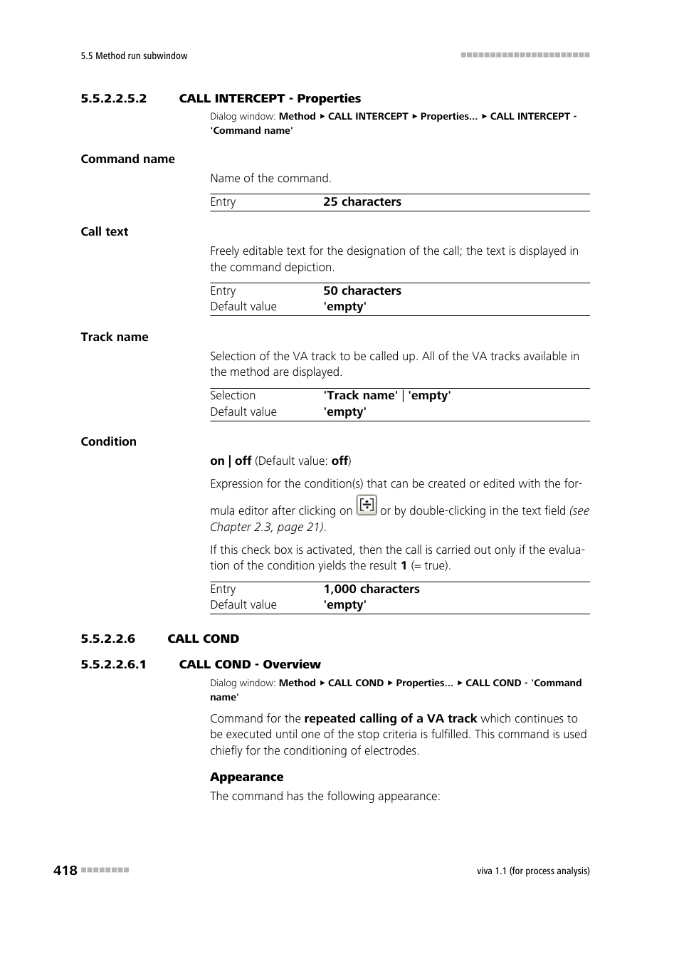 2 call intercept - properties, 6 call cond, 1 call cond - overview | Call cond | Metrohm viva 1.1 (ProLab) User Manual | Page 430 / 1085