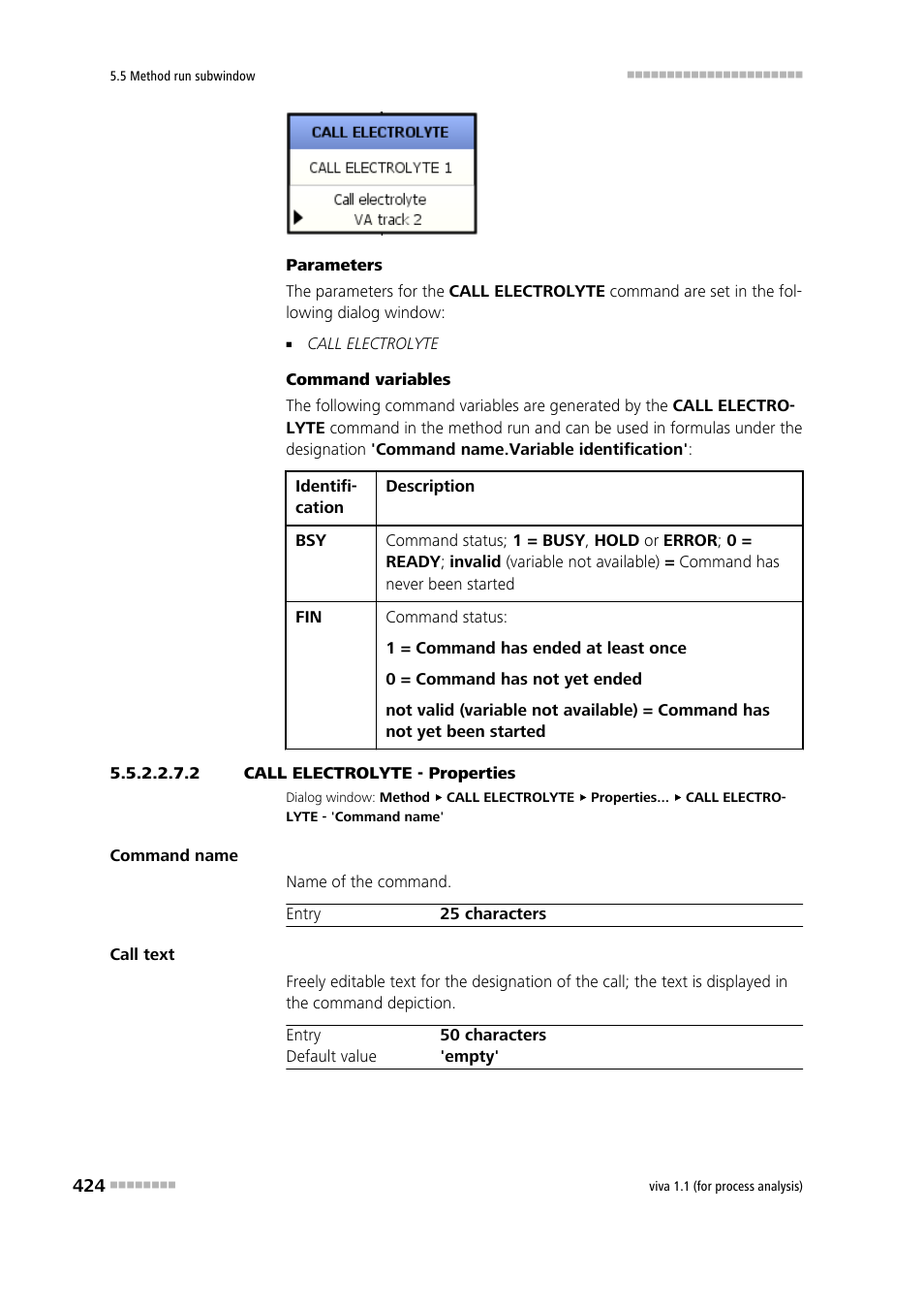 2 call electrolyte - properties | Metrohm viva 1.1 (ProLab) User Manual | Page 436 / 1085