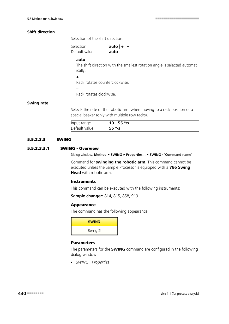 3 swing, 1 swing - overview, Swing | Metrohm viva 1.1 (ProLab) User Manual | Page 442 / 1085