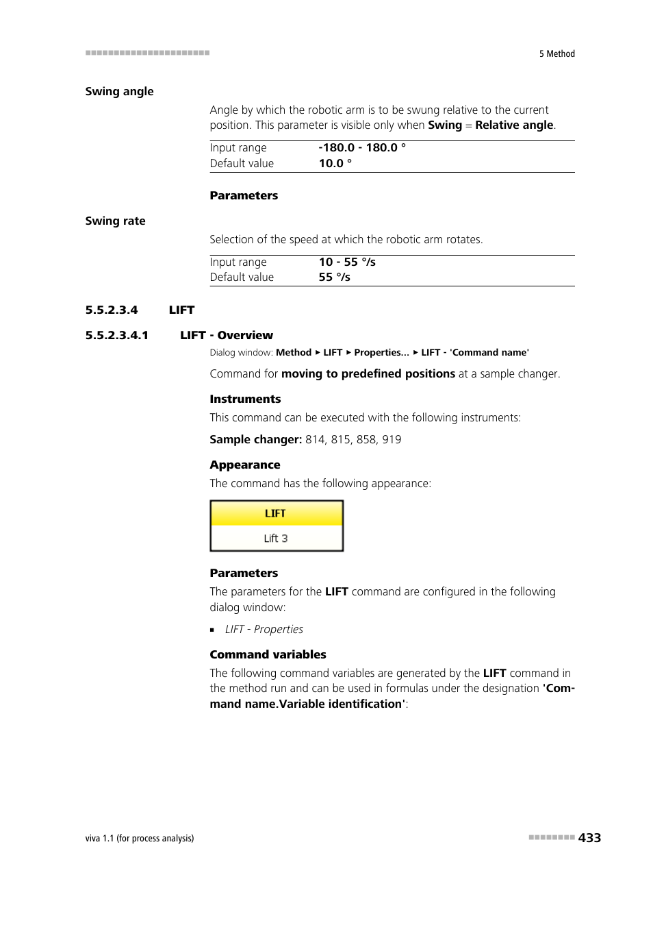 4 lift, 1 lift - overview, Lift | Metrohm viva 1.1 (ProLab) User Manual | Page 445 / 1085