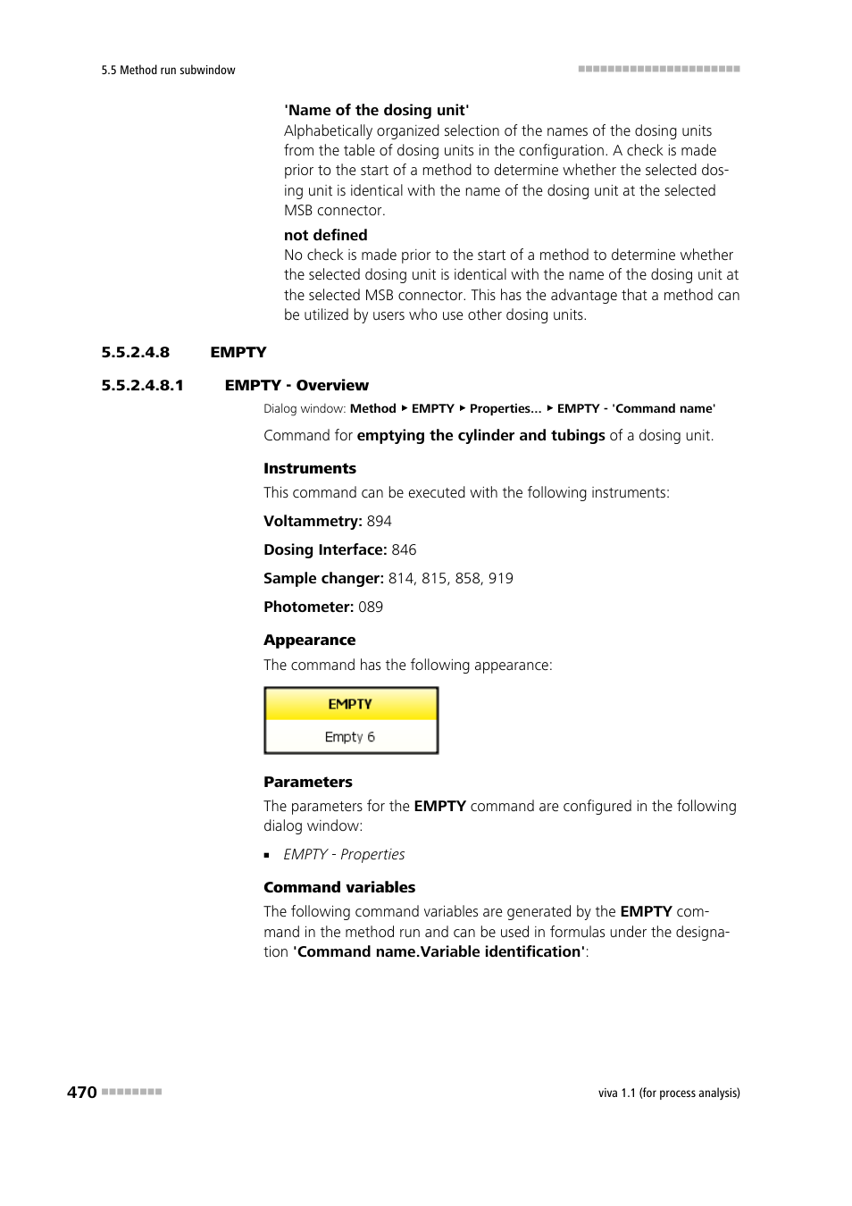 8 empty, 1 empty - overview, Empty | Metrohm viva 1.1 (ProLab) User Manual | Page 482 / 1085