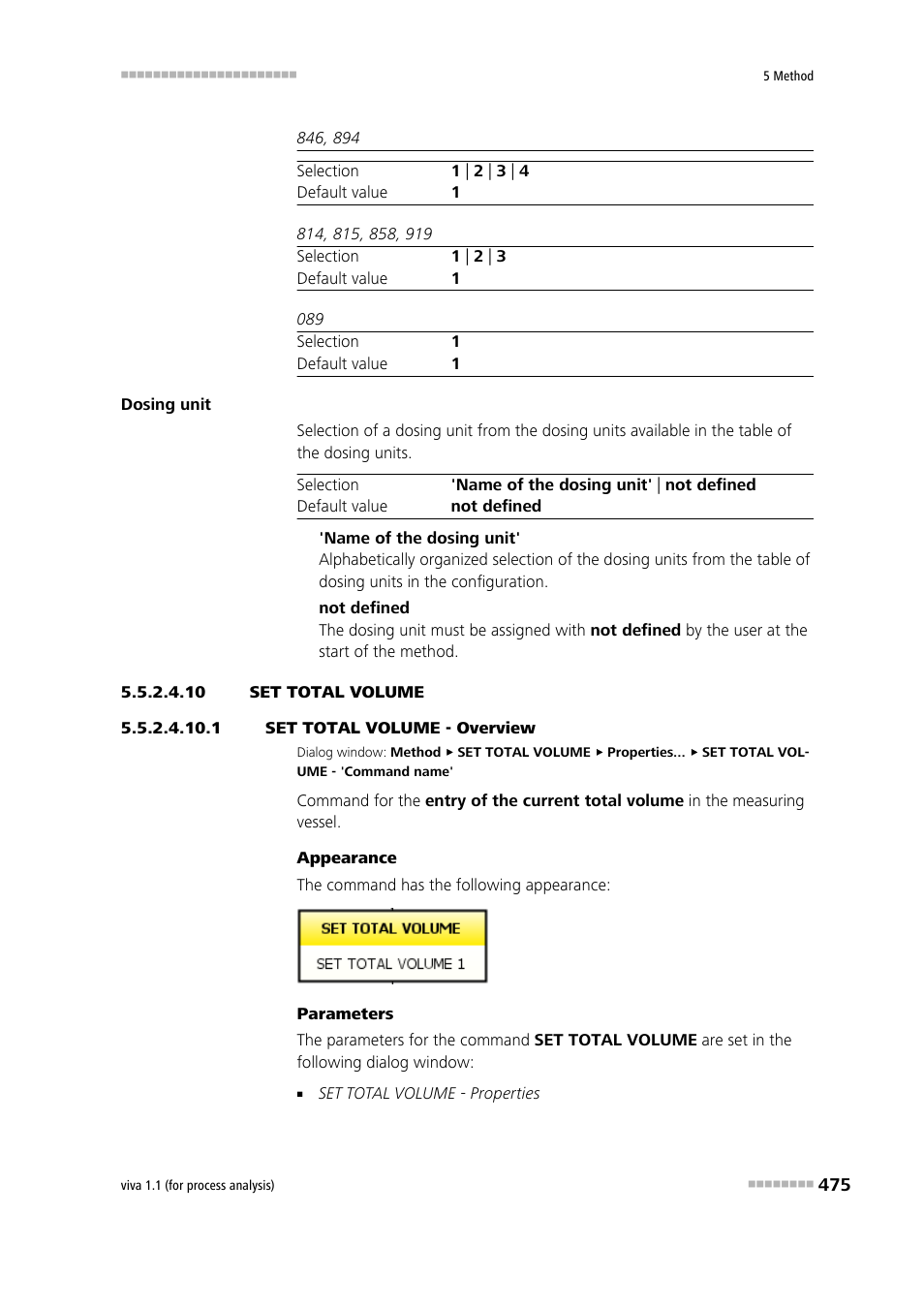 10 set total volume, 1 set total volume - overview, Set total volume | Metrohm viva 1.1 (ProLab) User Manual | Page 487 / 1085