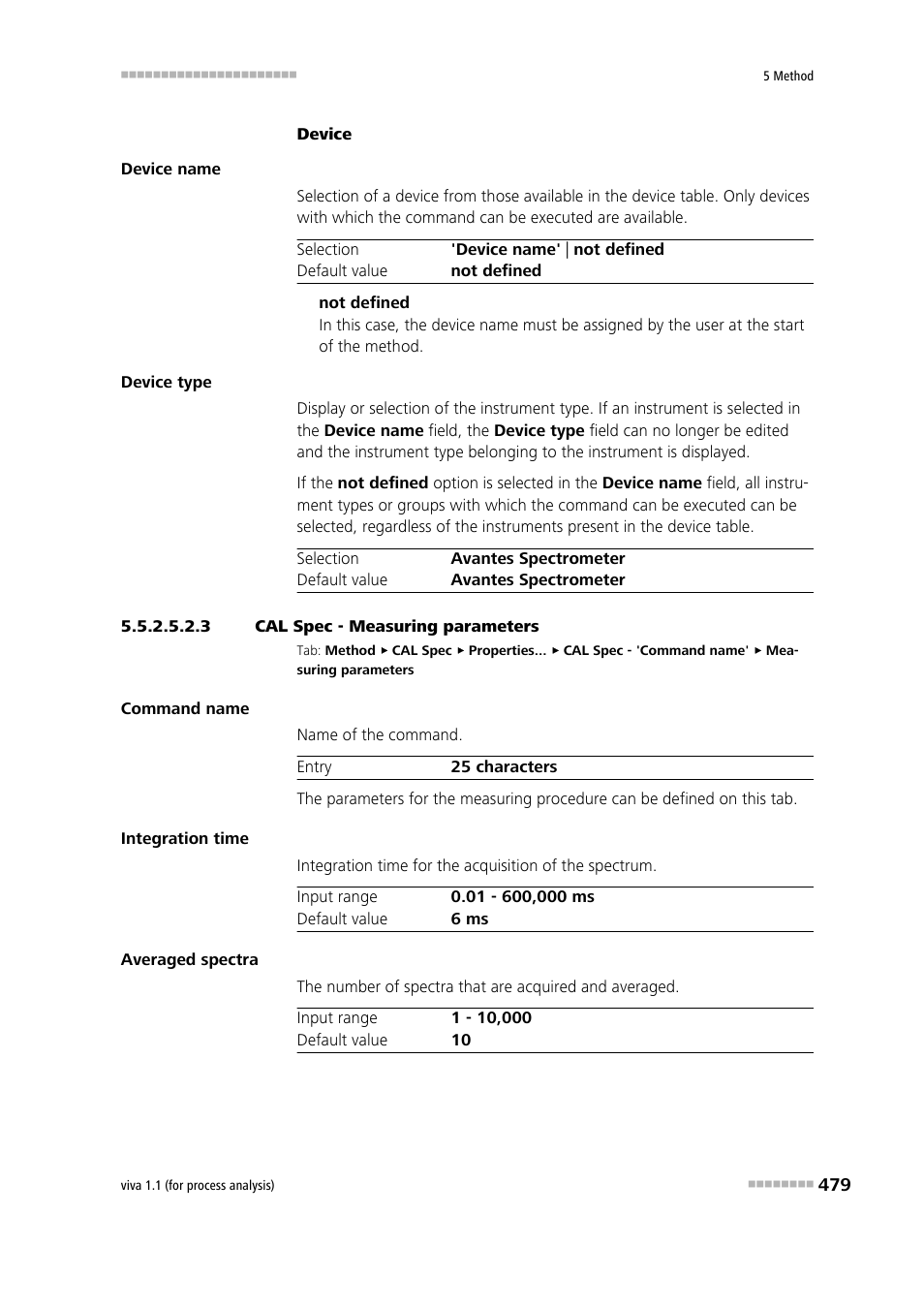 3 cal spec - measuring parameters, Measuring parameters | Metrohm viva 1.1 (ProLab) User Manual | Page 491 / 1085