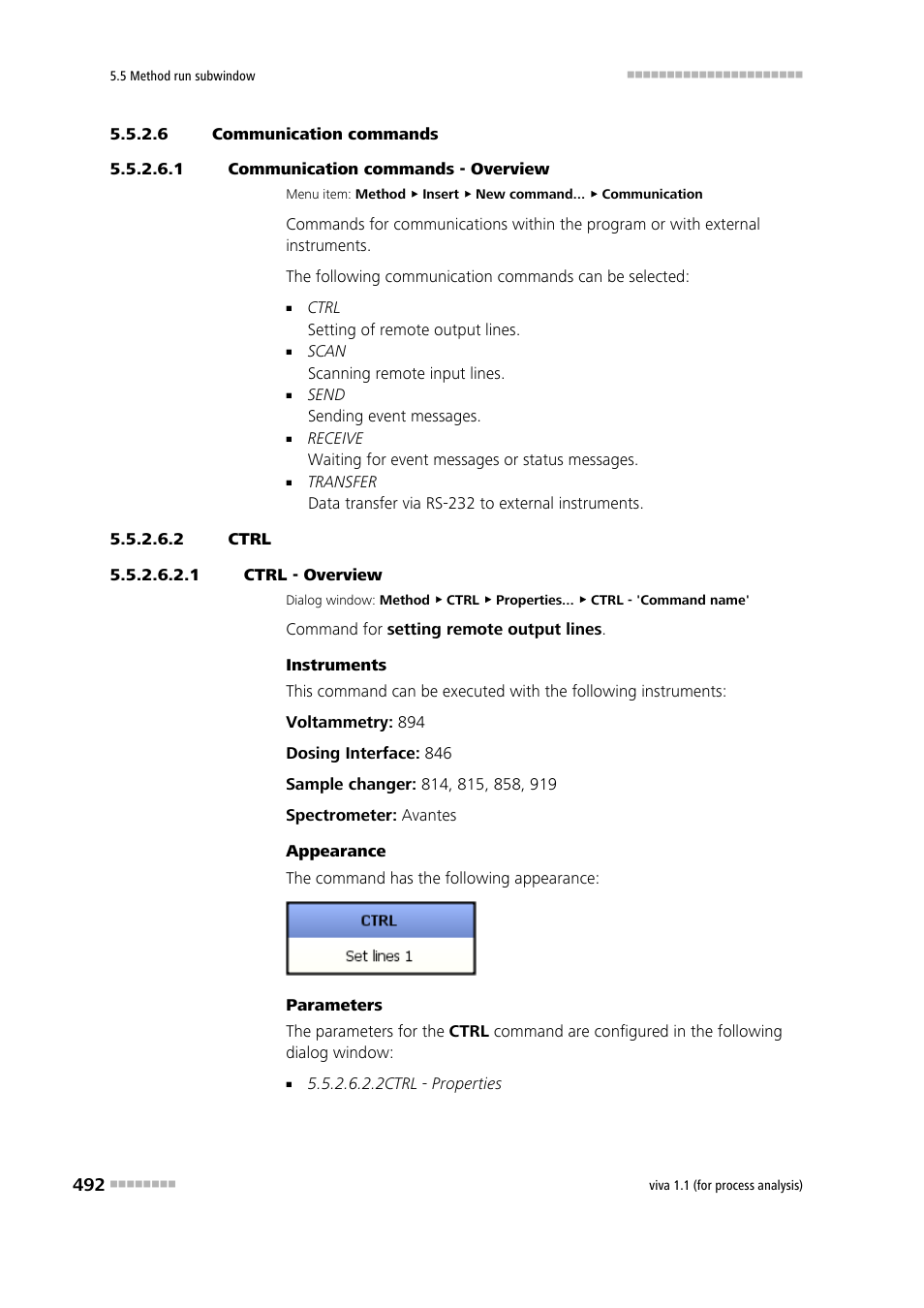 6 communication commands, 1 communication commands - overview, 2 ctrl | 1 ctrl - overview, Ctrl | Metrohm viva 1.1 (ProLab) User Manual | Page 504 / 1085
