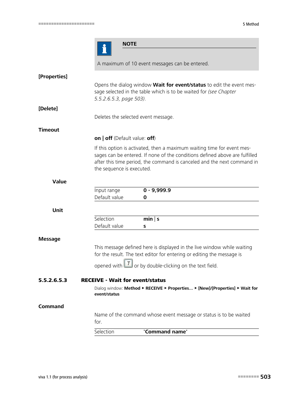 3 receive - wait for event/status | Metrohm viva 1.1 (ProLab) User Manual | Page 515 / 1085