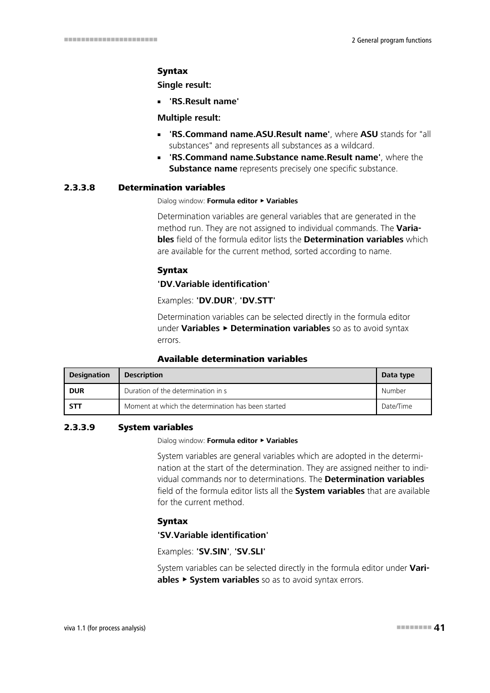 8 determination variables, 9 system variables, Determination variables | System variables | Metrohm viva 1.1 (ProLab) User Manual | Page 53 / 1085