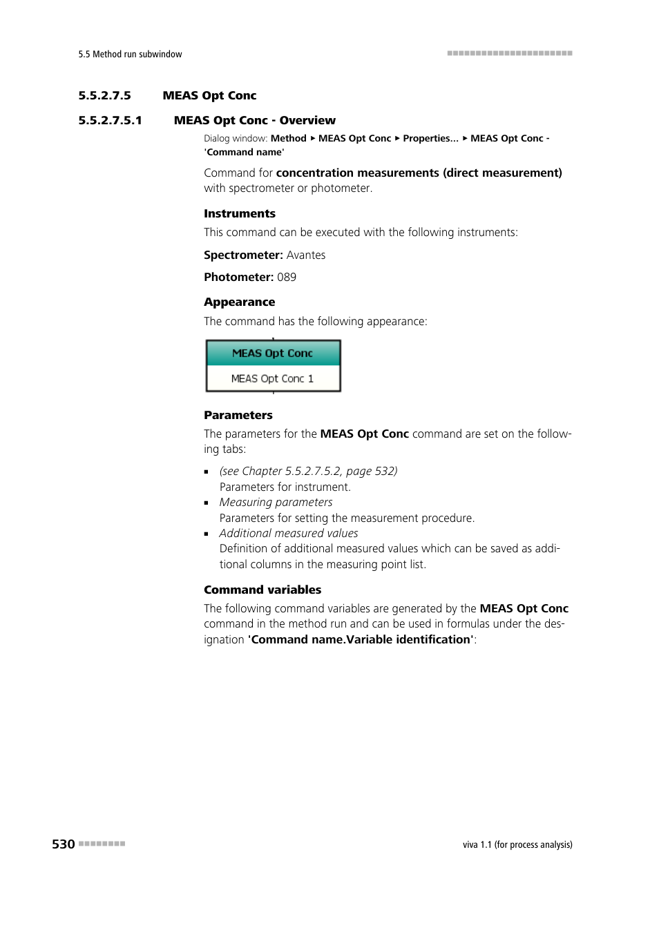 5 meas opt conc, 1 meas opt conc - overview, Meas opt conc | Metrohm viva 1.1 (ProLab) User Manual | Page 542 / 1085