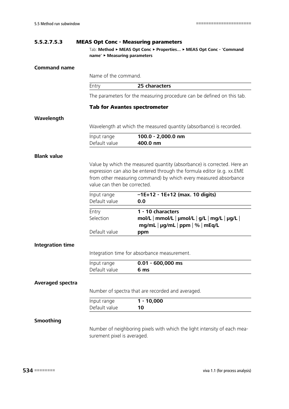 3 meas opt conc - measuring parameters | Metrohm viva 1.1 (ProLab) User Manual | Page 546 / 1085