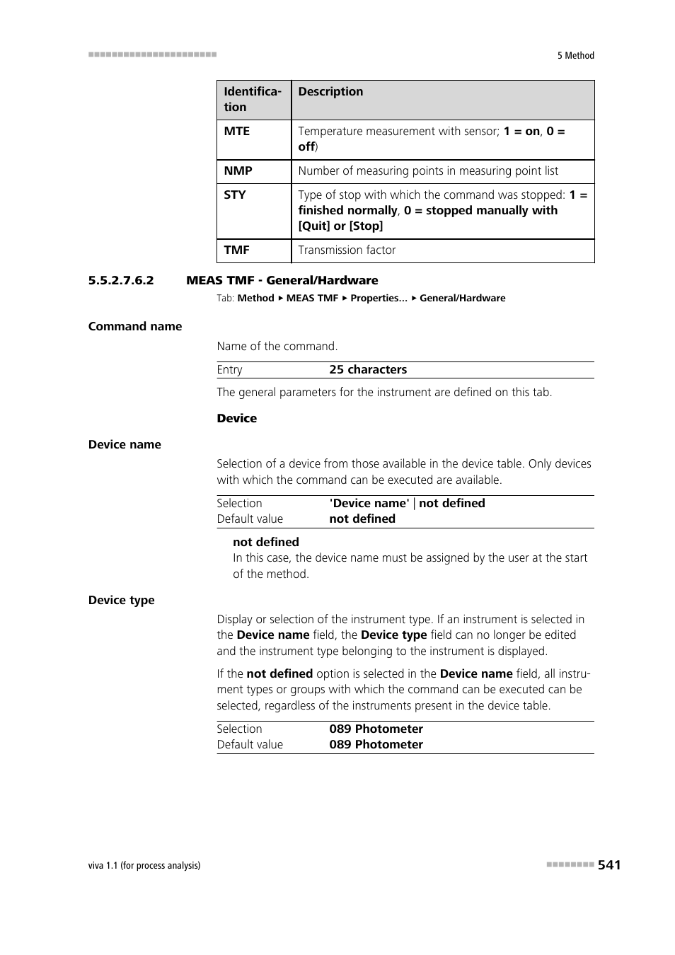 2 meas tmf - general/hardware | Metrohm viva 1.1 (ProLab) User Manual | Page 553 / 1085