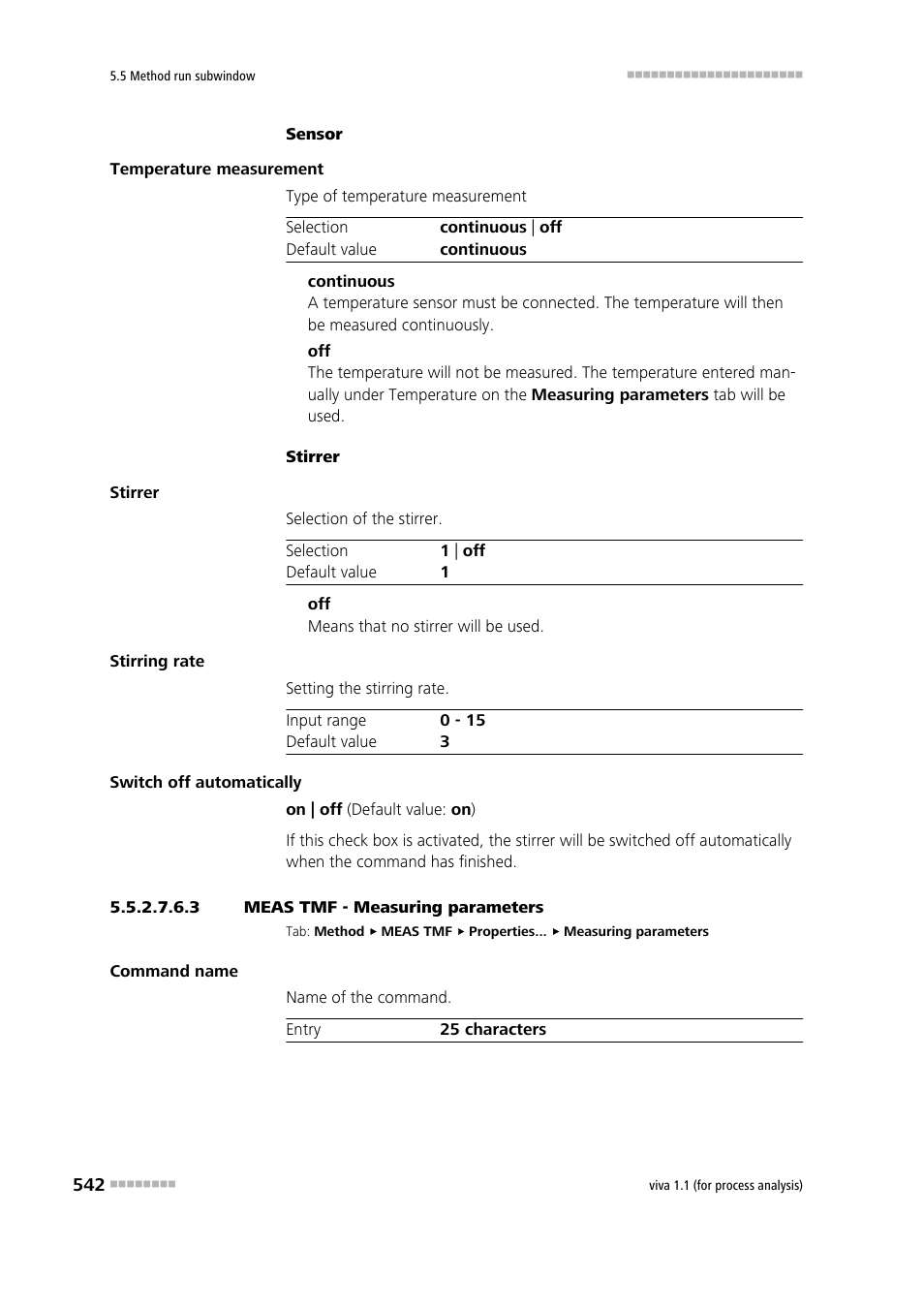 3 meas tmf - measuring parameters | Metrohm viva 1.1 (ProLab) User Manual | Page 554 / 1085