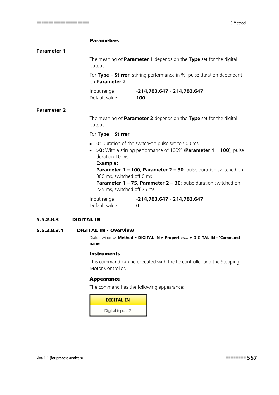 3 digital in, 1 digital in - overview, Digital in | Metrohm viva 1.1 (ProLab) User Manual | Page 569 / 1085