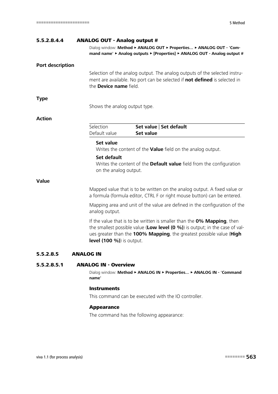 4 analog out - analog output, 5 analog in, 1 analog in - overview | Analog in | Metrohm viva 1.1 (ProLab) User Manual | Page 575 / 1085