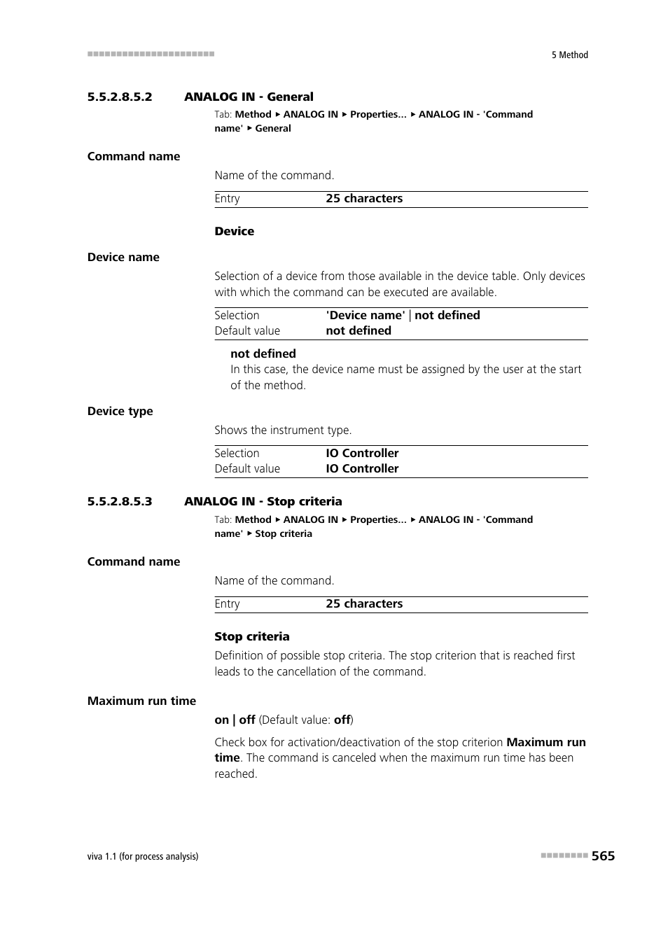 2 analog in - general, 3 analog in - stop criteria | Metrohm viva 1.1 (ProLab) User Manual | Page 577 / 1085