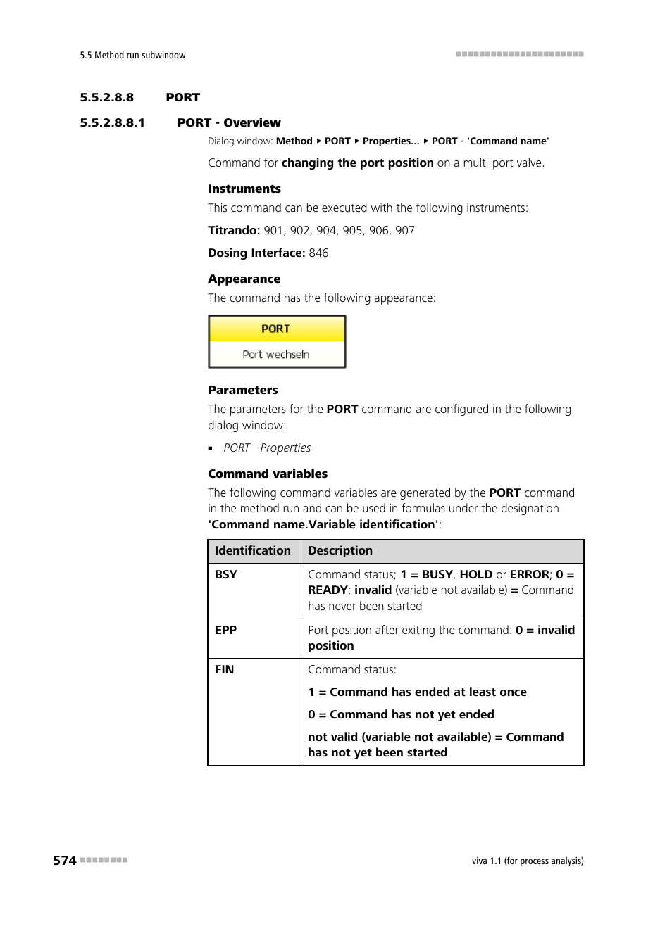 8 port, 1 port - overview, Port | Metrohm viva 1.1 (ProLab) User Manual | Page 586 / 1085