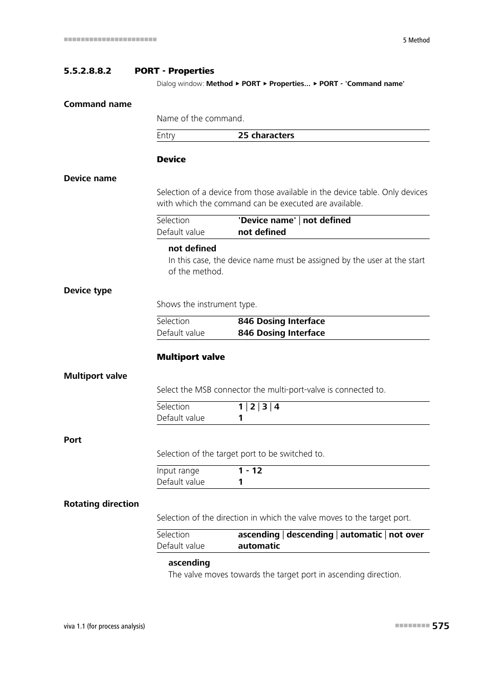 2 port - properties | Metrohm viva 1.1 (ProLab) User Manual | Page 587 / 1085