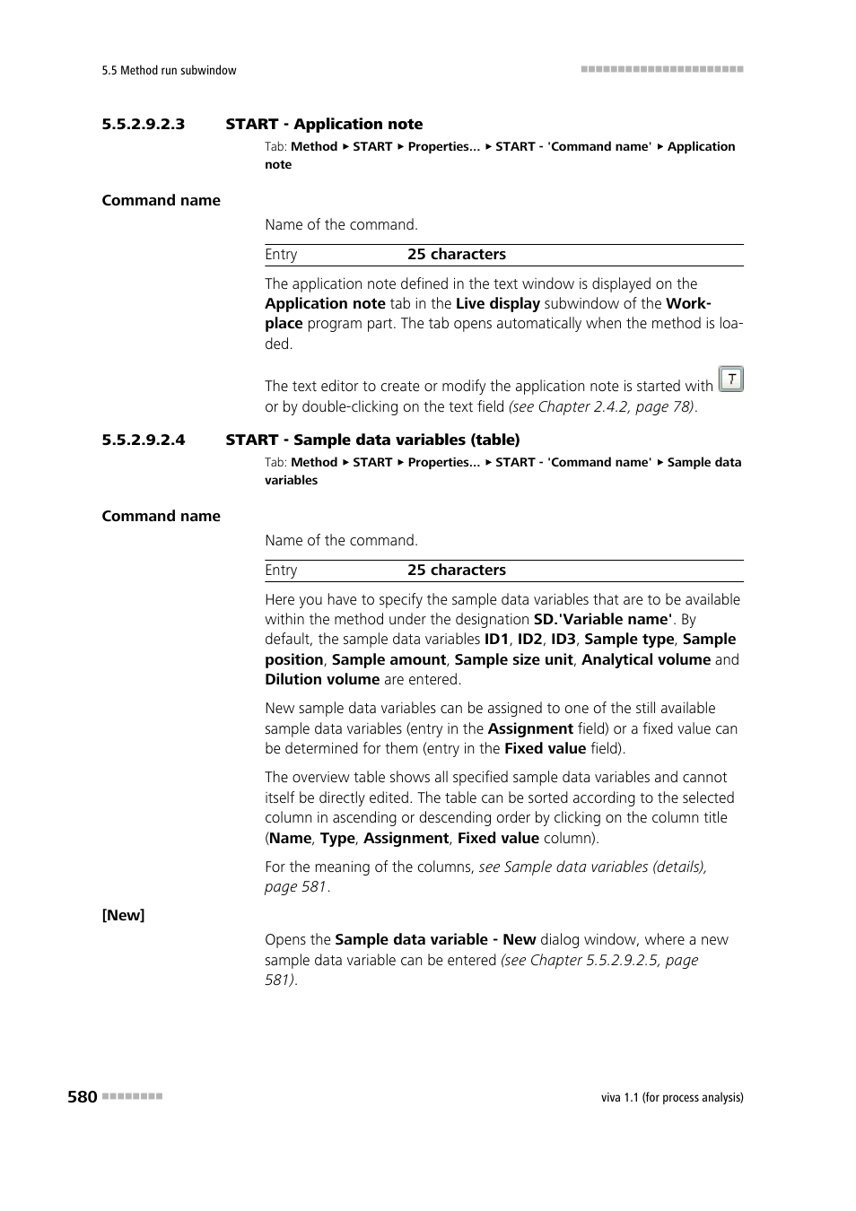 3 start - application note, 4 start - sample data variables (table) | Metrohm viva 1.1 (ProLab) User Manual | Page 592 / 1085