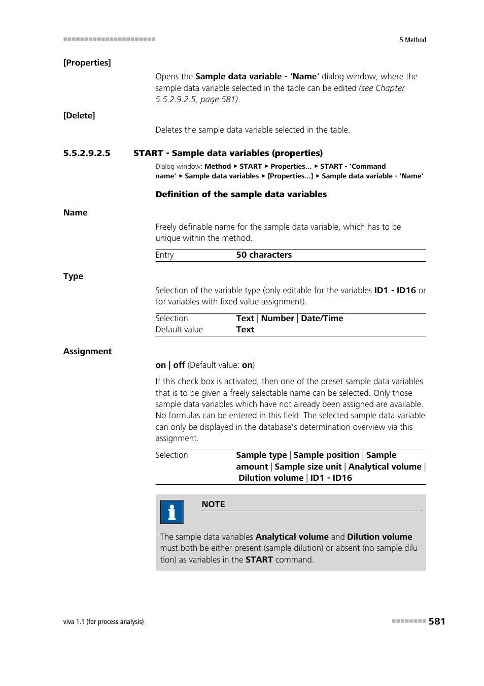 5 start - sample data variables (properties) | Metrohm viva 1.1 (ProLab) User Manual | Page 593 / 1085