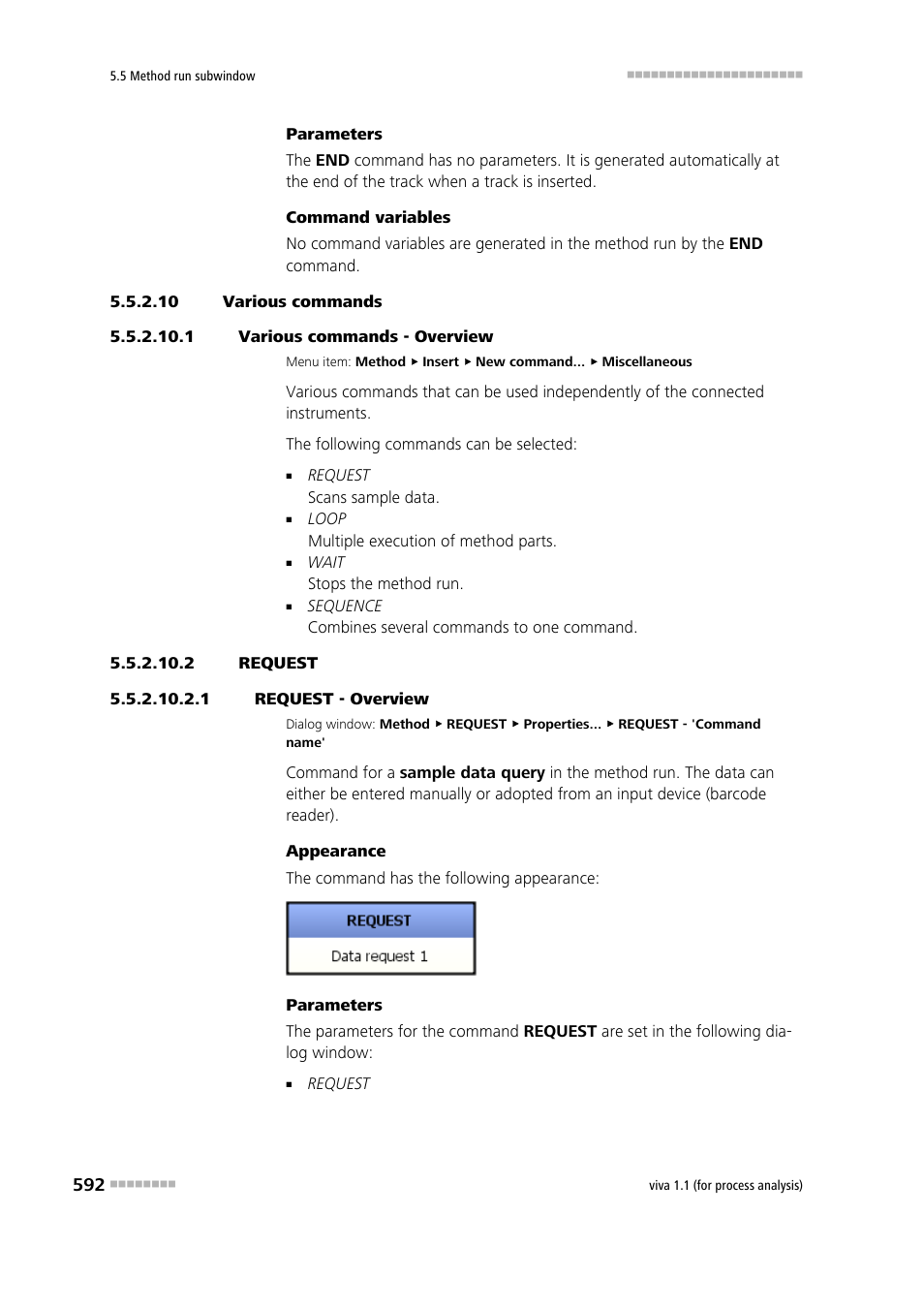 10 various commands, 1 various commands - overview, 2 request | 1 request - overview, Request | Metrohm viva 1.1 (ProLab) User Manual | Page 604 / 1085