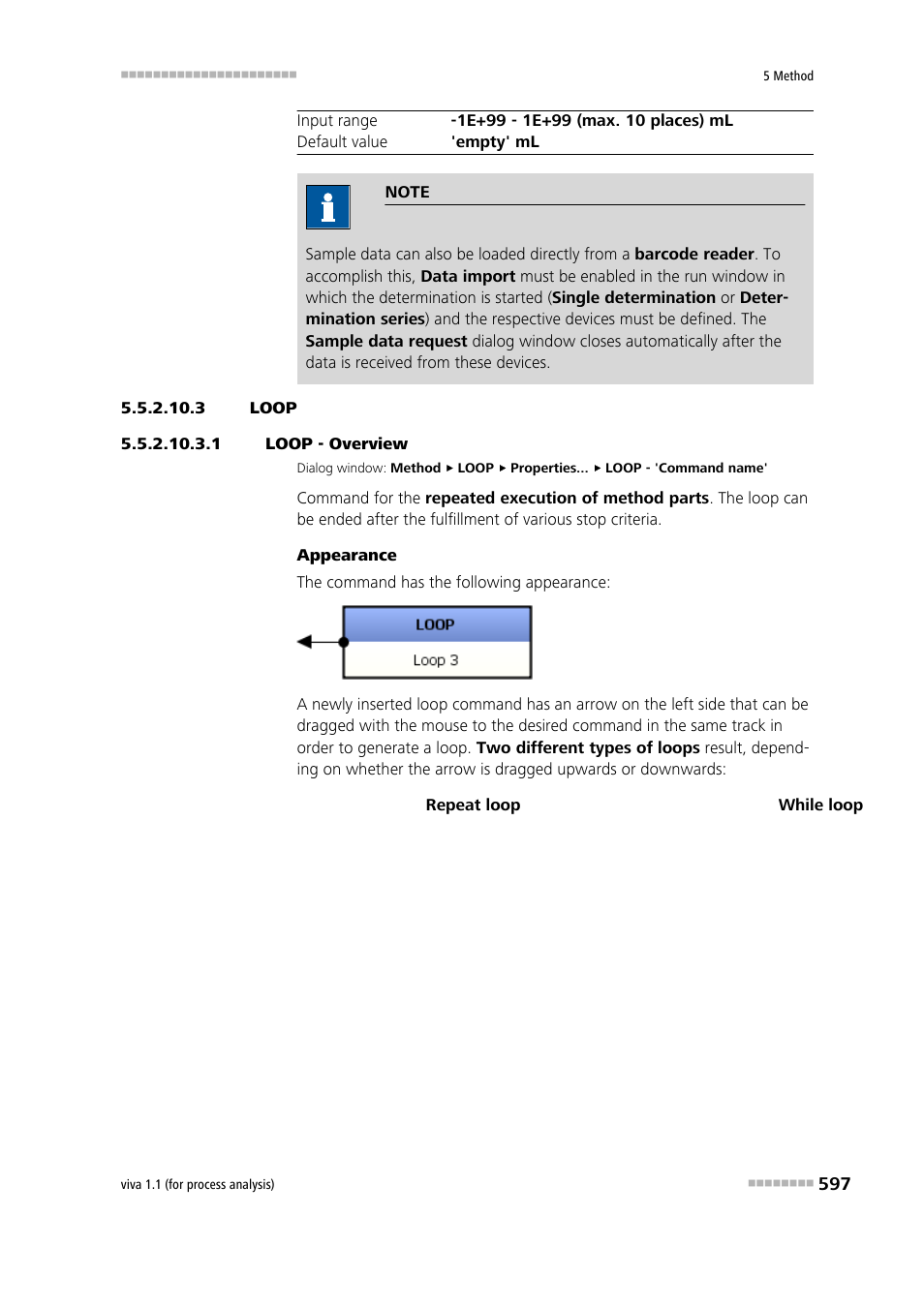 3 loop, 1 loop - overview, Loop | Metrohm viva 1.1 (ProLab) User Manual | Page 609 / 1085