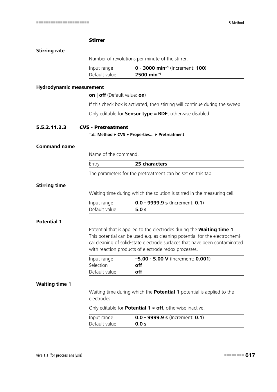 3 cvs - pretreatment, Pretreatment | Metrohm viva 1.1 (ProLab) User Manual | Page 629 / 1085