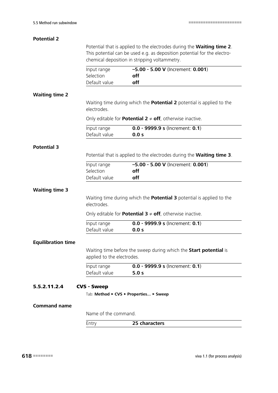 4 cvs - sweep, Sweep | Metrohm viva 1.1 (ProLab) User Manual | Page 630 / 1085