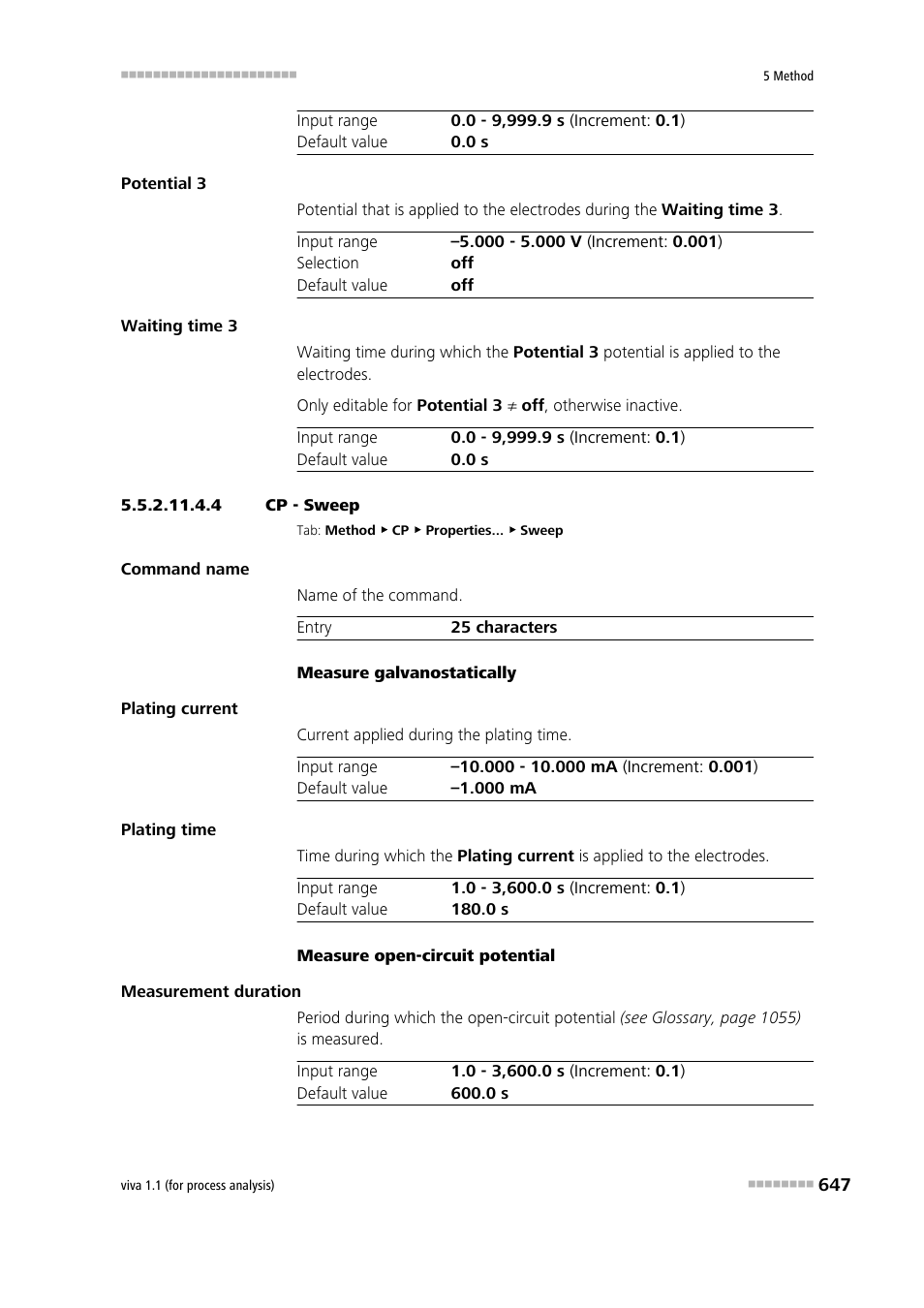 4 cp - sweep, Sweep | Metrohm viva 1.1 (ProLab) User Manual | Page 659 / 1085