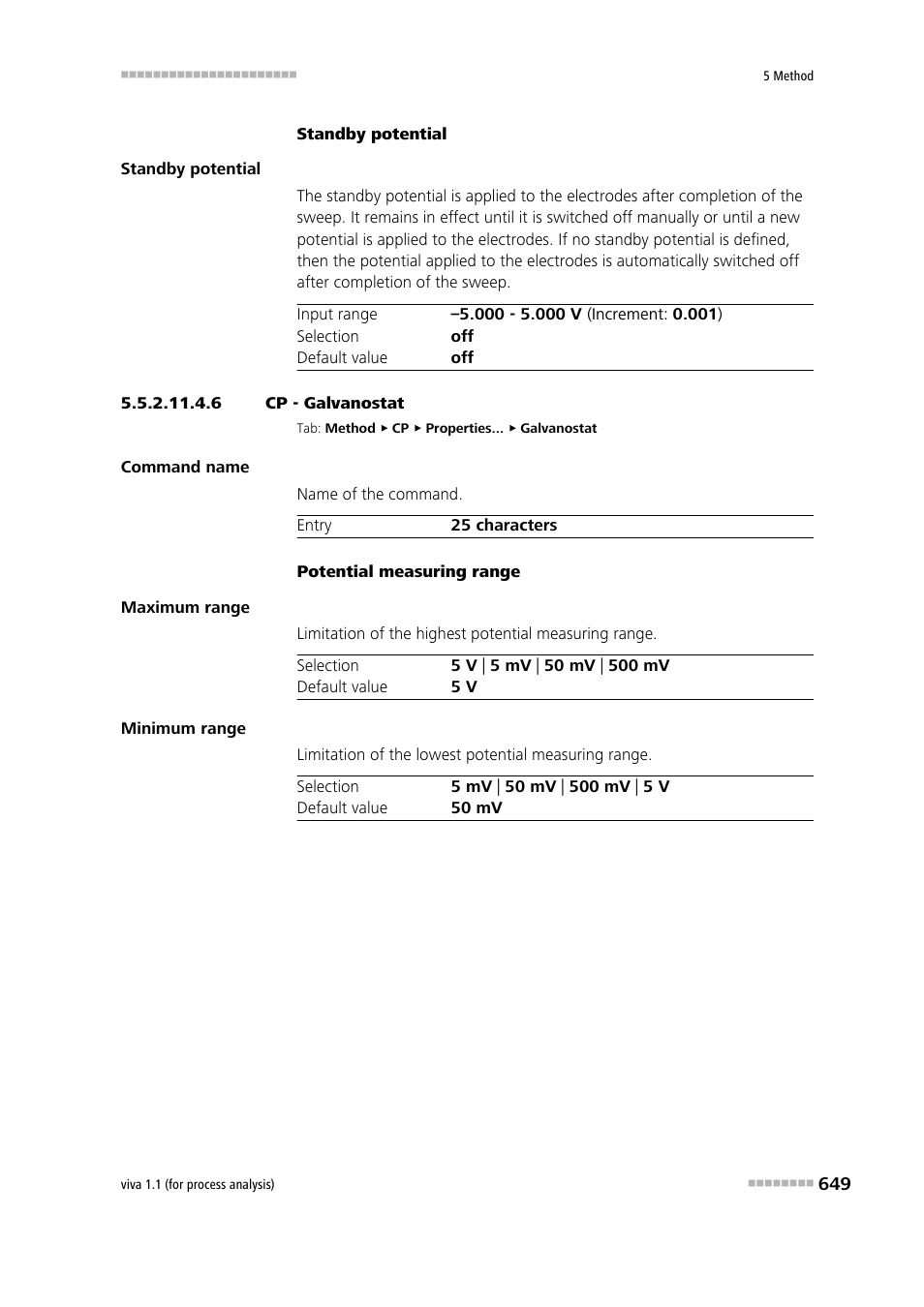 6 cp - galvanostat, Galvanostat | Metrohm viva 1.1 (ProLab) User Manual | Page 661 / 1085
