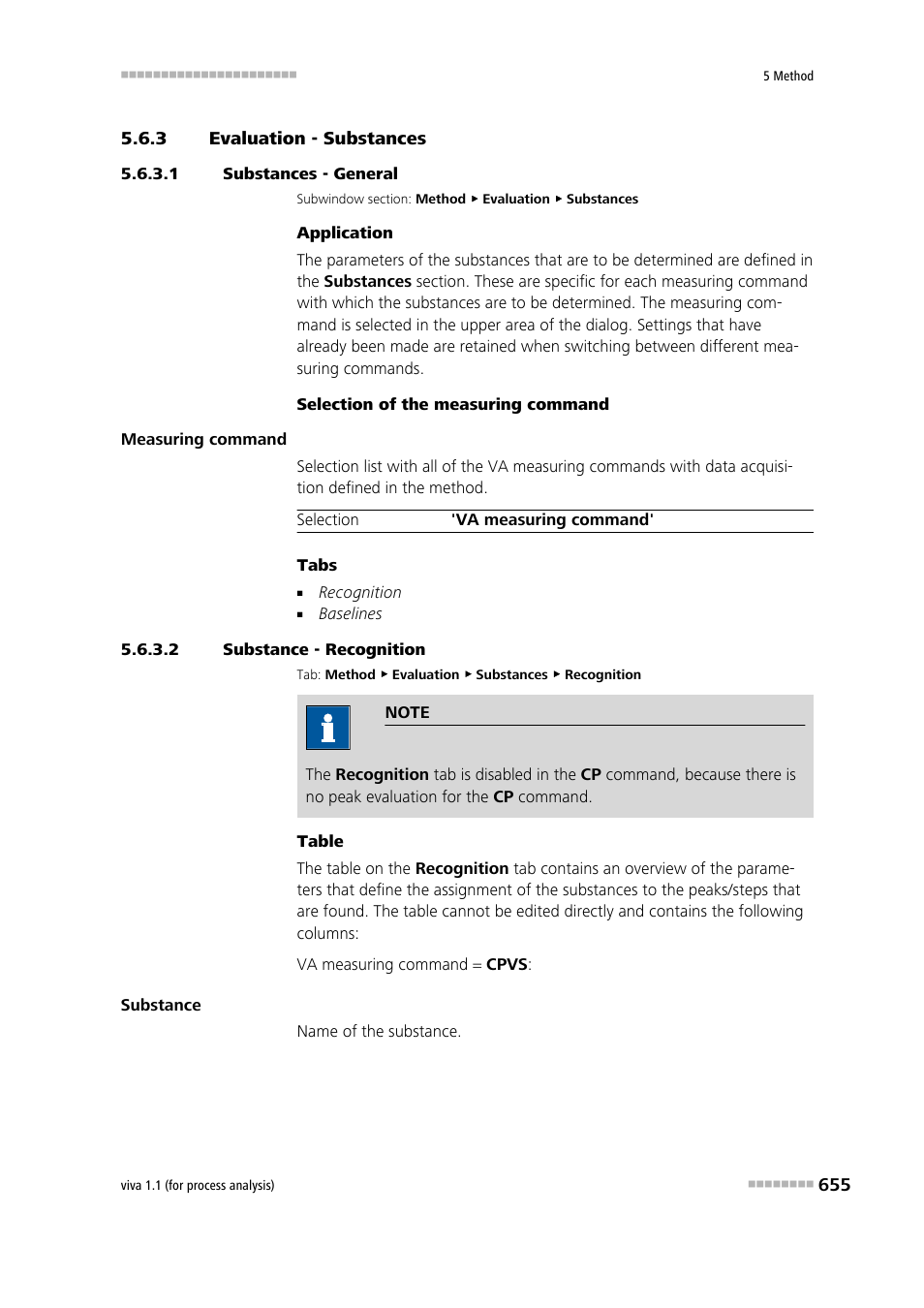 3 evaluation - substances, 1 substances - general, 2 substance - recognition | Evaluation - substances, Substances | Metrohm viva 1.1 (ProLab) User Manual | Page 667 / 1085