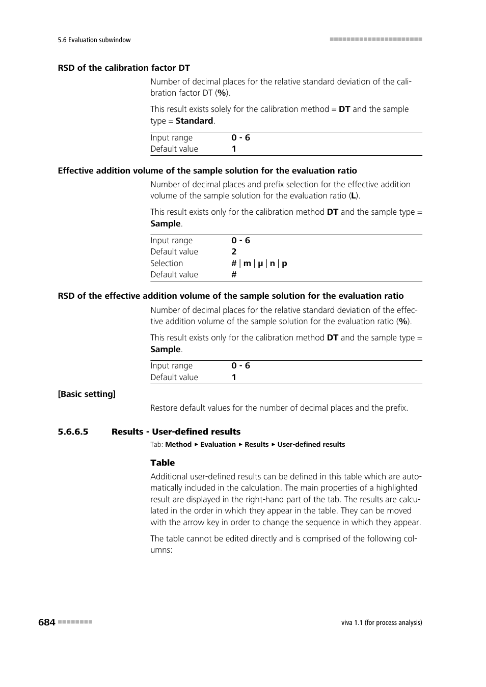 5 results - user-defined results, User-defined results | Metrohm viva 1.1 (ProLab) User Manual | Page 696 / 1085