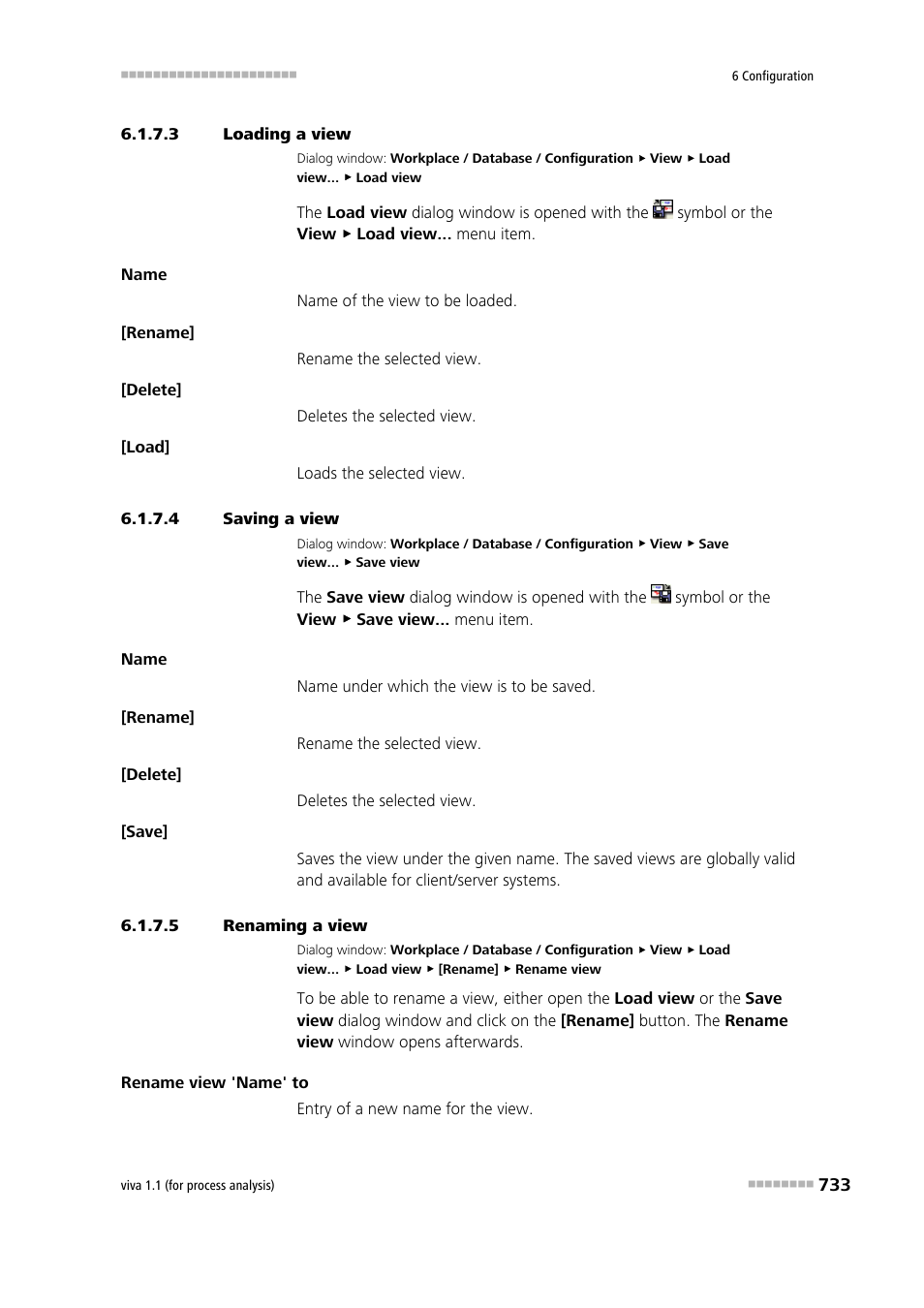 3 loading a view, 4 saving a view, 5 renaming a view | Metrohm viva 1.1 (ProLab) User Manual | Page 745 / 1085