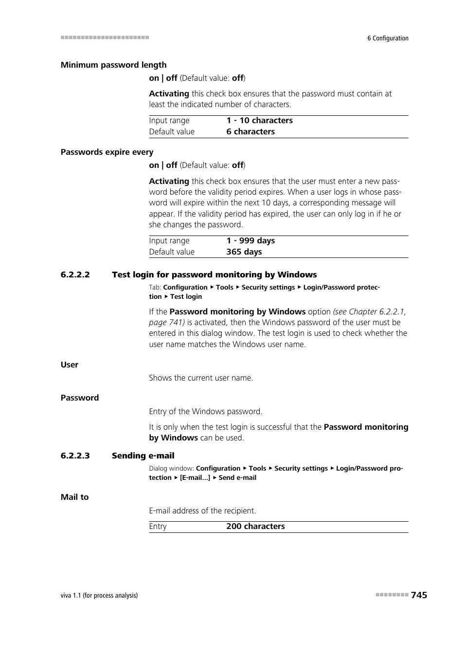 2 test login for password monitoring by windows, 3 sending e-mail | Metrohm viva 1.1 (ProLab) User Manual | Page 757 / 1085