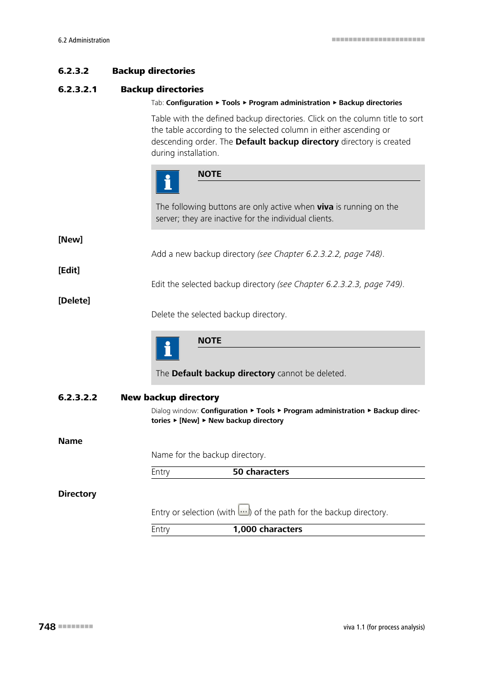 2 backup directories, 1 backup directories, 2 new backup directory | Backup directories | Metrohm viva 1.1 (ProLab) User Manual | Page 760 / 1085