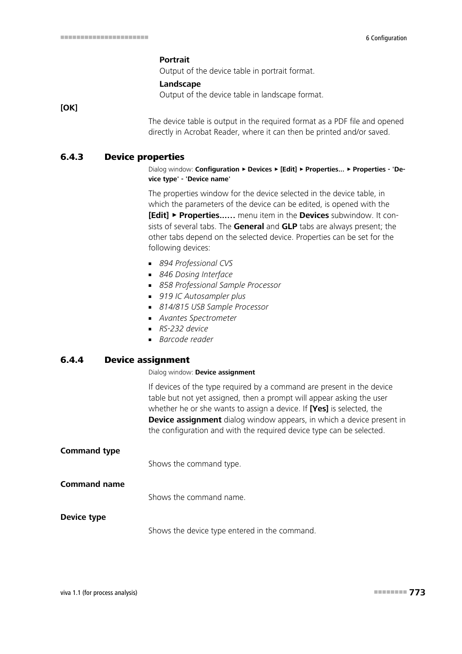 3 device properties, 4 device assignment, Device properties | Device assignment | Metrohm viva 1.1 (ProLab) User Manual | Page 785 / 1085