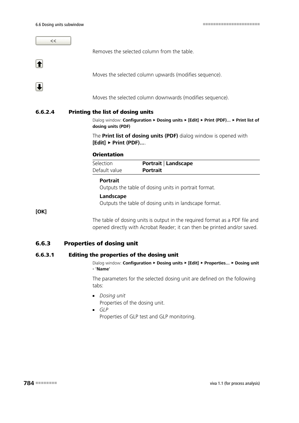 4 printing the list of dosing units, 3 properties of dosing unit, 1 editing the properties of the dosing unit | Properties of dosing unit | Metrohm viva 1.1 (ProLab) User Manual | Page 796 / 1085