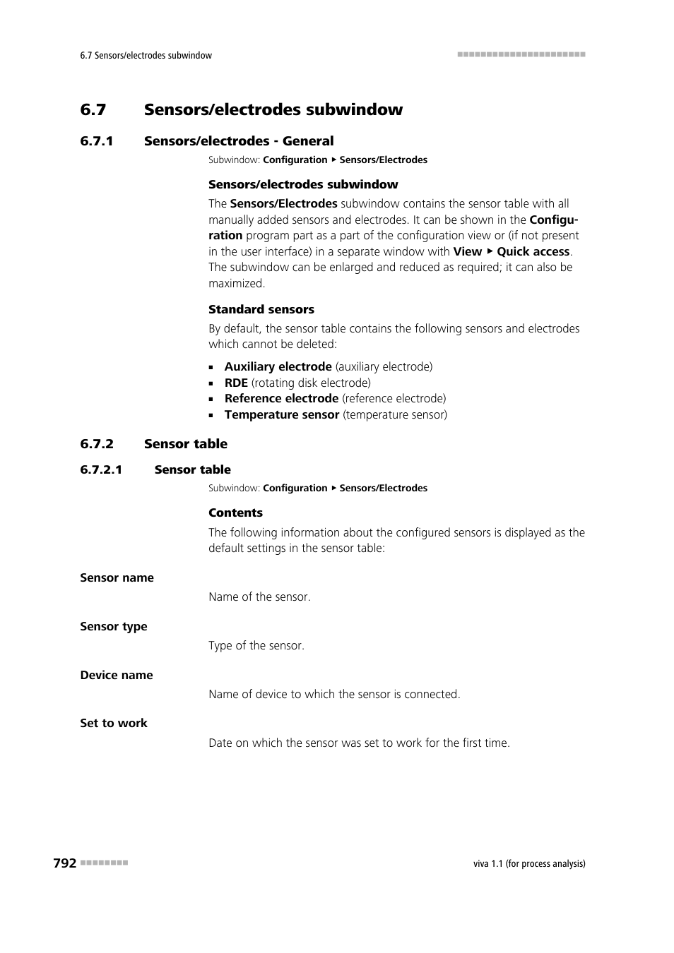 7 sensors/electrodes subwindow, 1 sensors/electrodes - general, 2 sensor table | 1 sensor table, Sensors/electrodes subwindow, Sensors/electrodes - general, Sensor table, Sensors/electrodes | Metrohm viva 1.1 (ProLab) User Manual | Page 804 / 1085