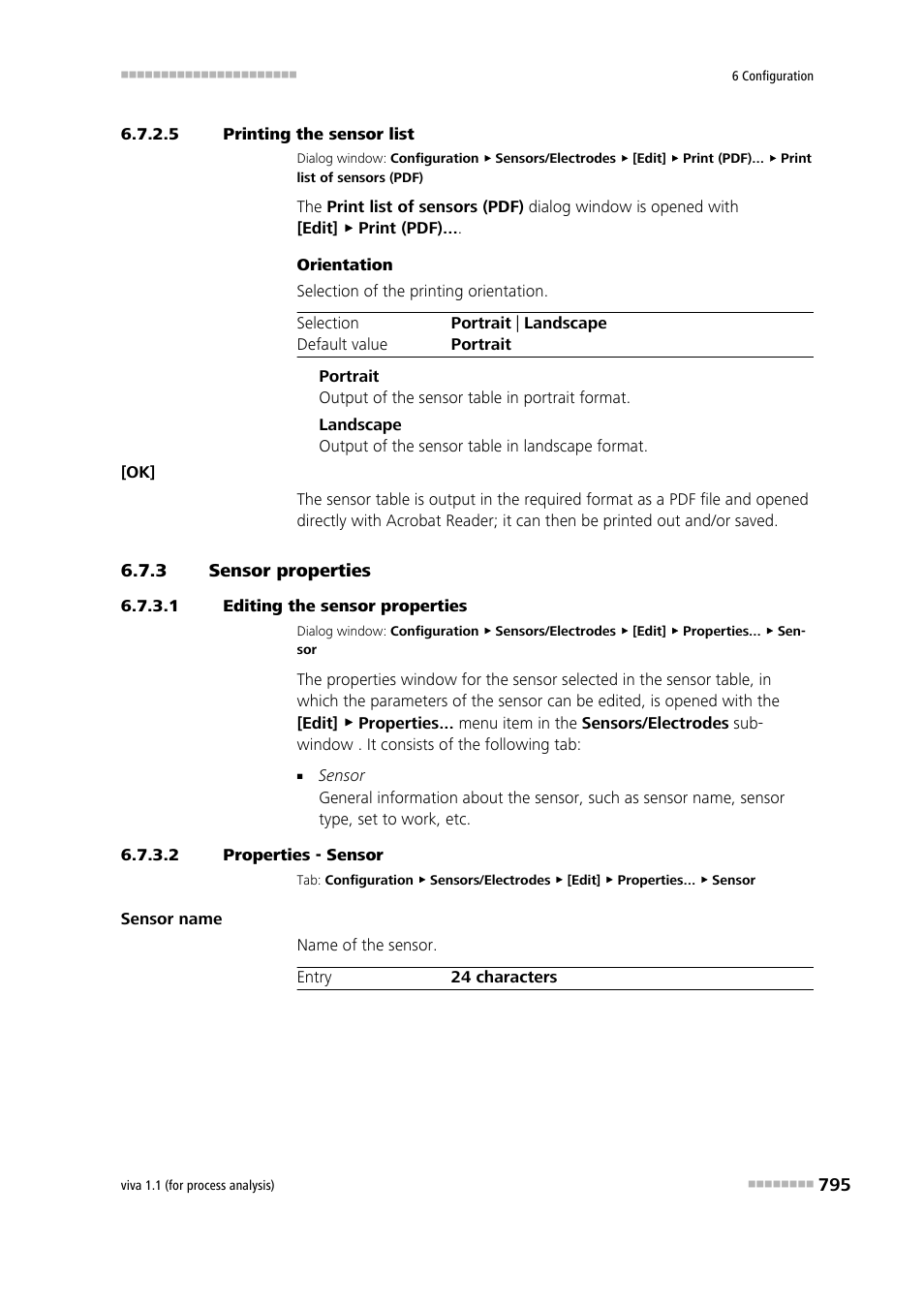 5 printing the sensor list, 3 sensor properties, 1 editing the sensor properties | 2 properties - sensor, Sensor properties | Metrohm viva 1.1 (ProLab) User Manual | Page 807 / 1085