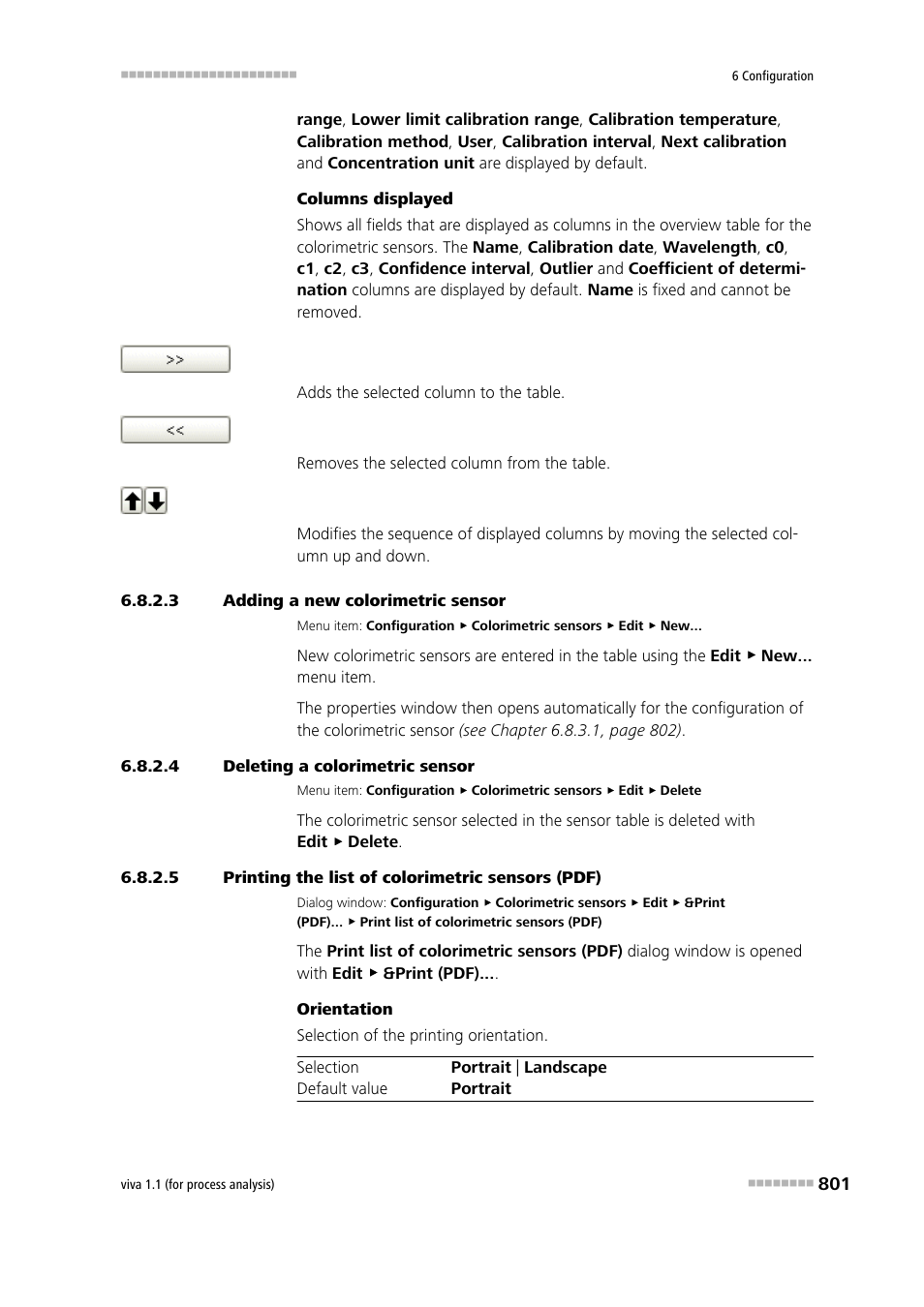 3 adding a new colorimetric sensor, 4 deleting a colorimetric sensor, 5 printing the list of colorimetric sensors (pdf) | Metrohm viva 1.1 (ProLab) User Manual | Page 813 / 1085