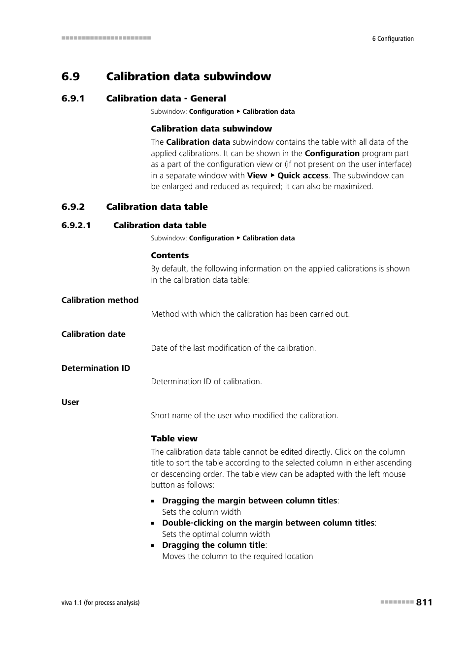 9 calibration data subwindow, 1 calibration data - general, 2 calibration data table | 1 calibration data table, Calibration data subwindow, Calibration data - general, Calibration data table | Metrohm viva 1.1 (ProLab) User Manual | Page 823 / 1085