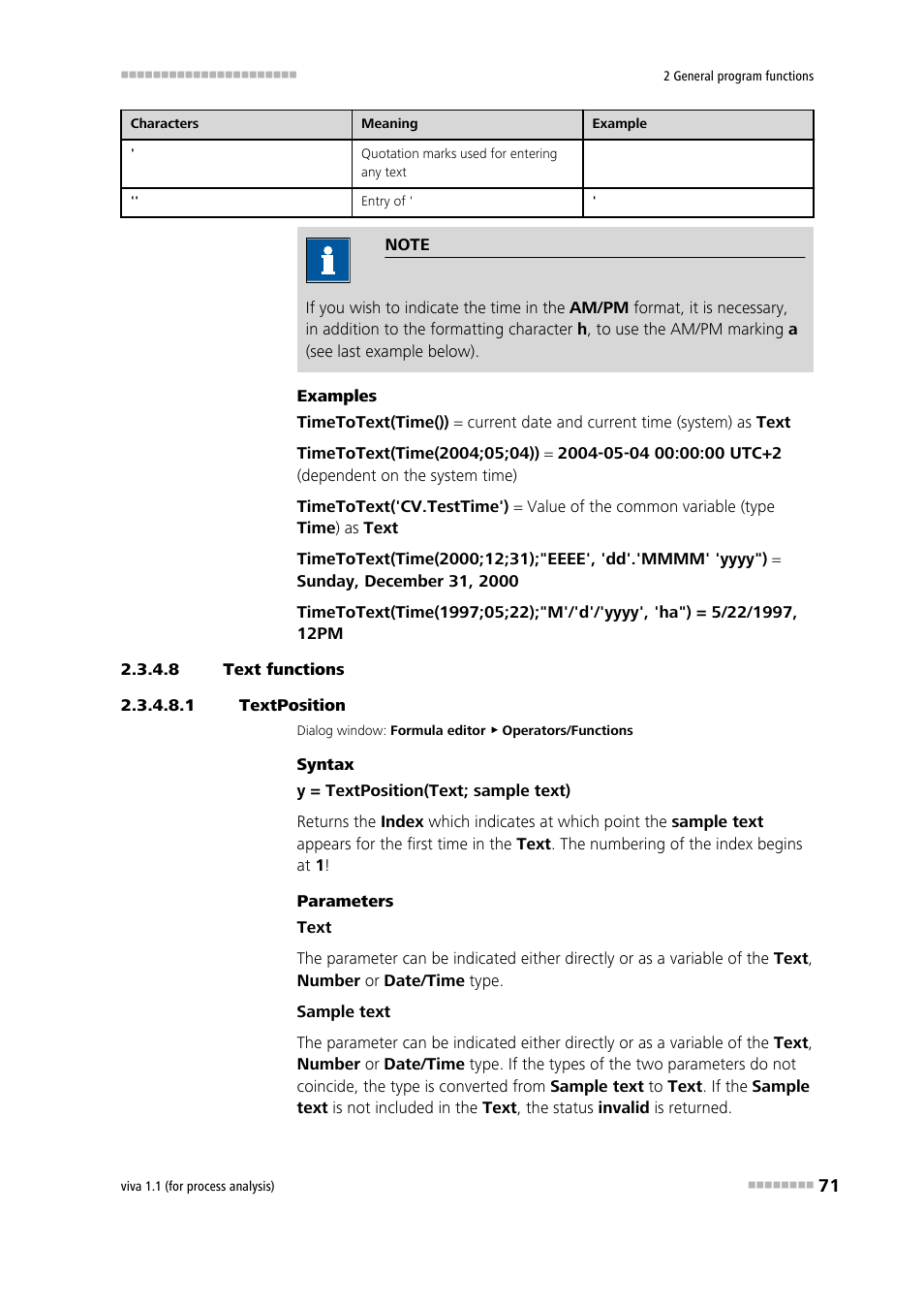 8 text functions, 1 textposition, Textposition | Metrohm viva 1.1 (ProLab) User Manual | Page 83 / 1085