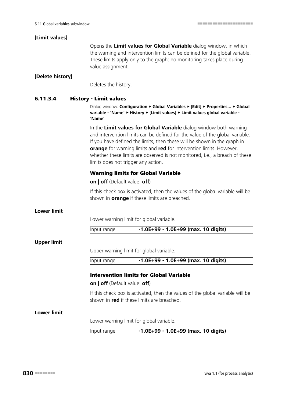 4 history - limit values | Metrohm viva 1.1 (ProLab) User Manual | Page 842 / 1085