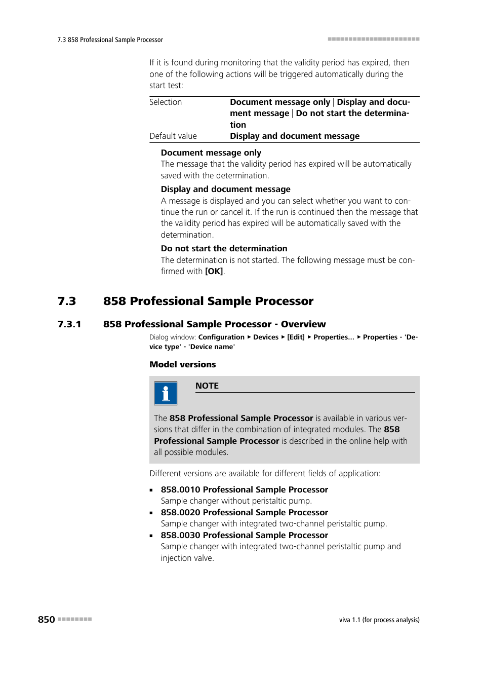 3 858 professional sample processor, 1 858 professional sample processor - overview, 858 professional sample processor | 858 professional sample processor - overview | Metrohm viva 1.1 (ProLab) User Manual | Page 862 / 1085