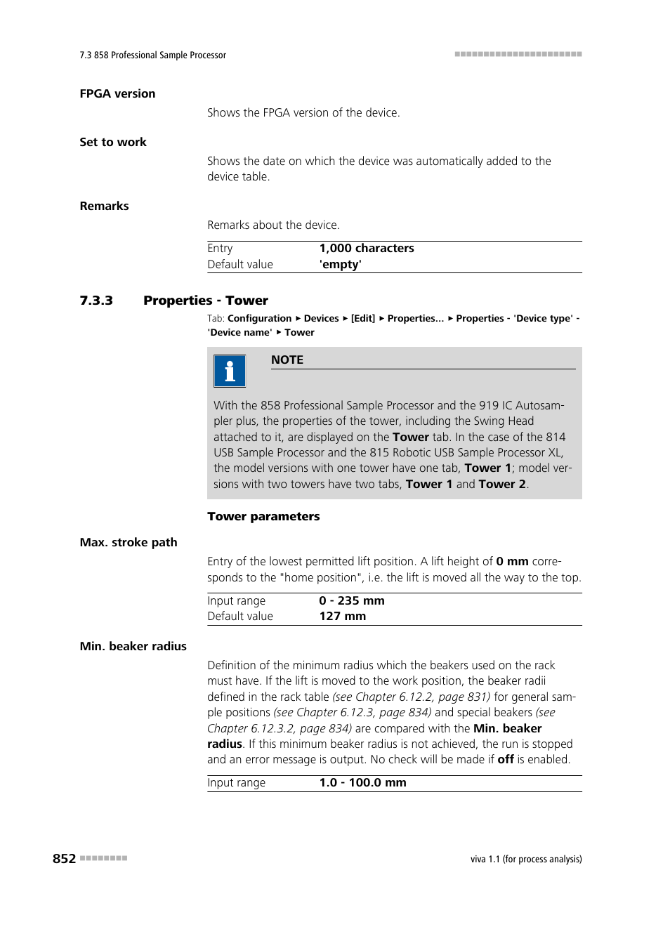 3 properties - tower, Properties - tower, Tower | Metrohm viva 1.1 (ProLab) User Manual | Page 864 / 1085