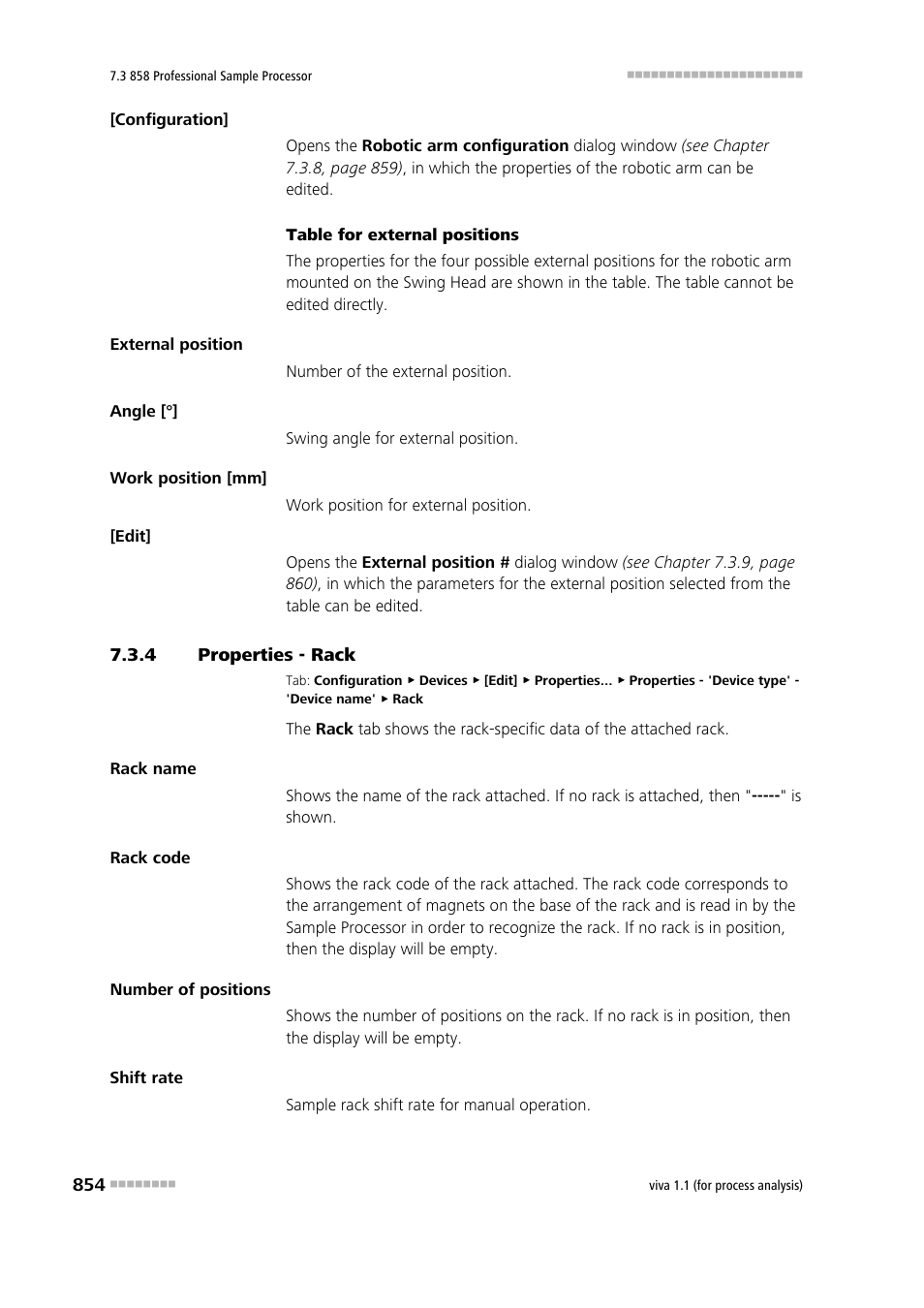 4 properties - rack, Properties - rack, Rack | Metrohm viva 1.1 (ProLab) User Manual | Page 866 / 1085