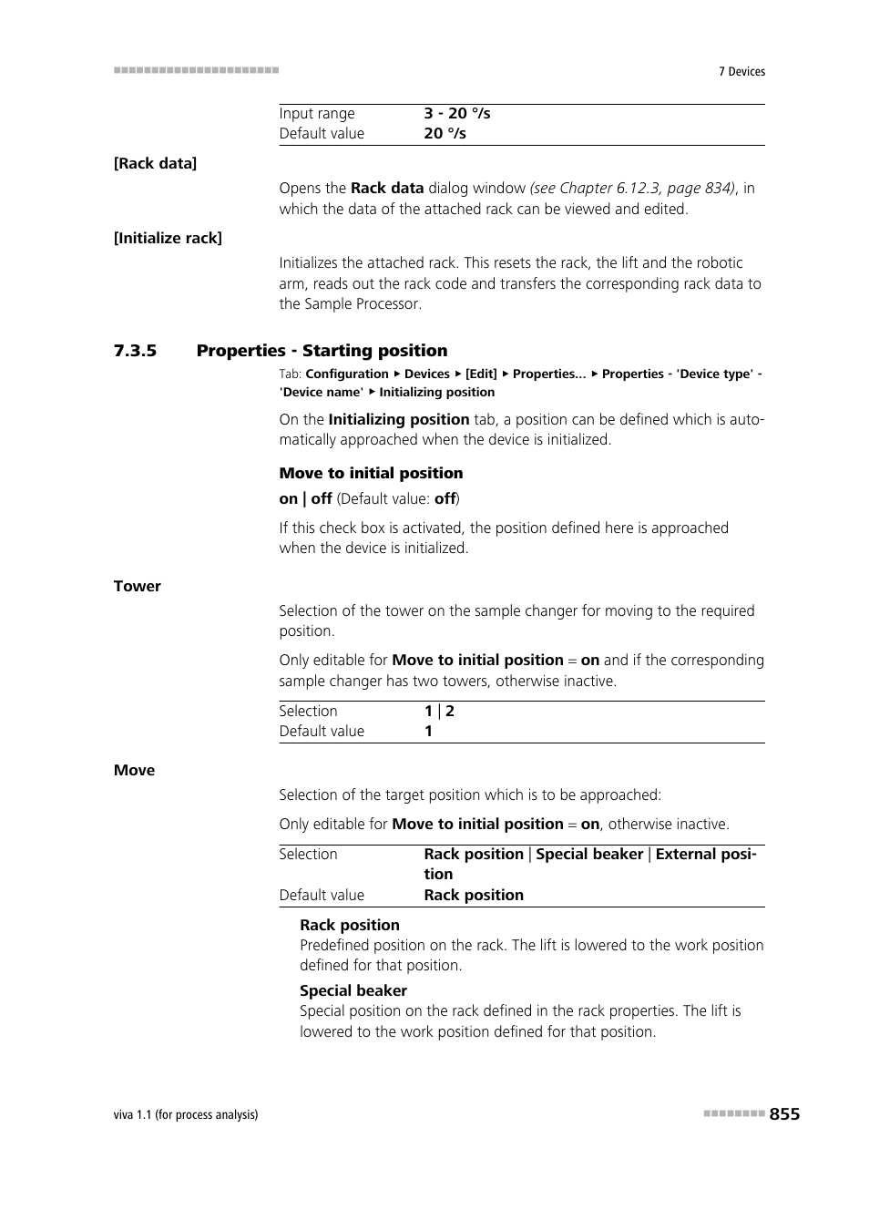 5 properties - starting position, Properties - starting position, Initializing position | Metrohm viva 1.1 (ProLab) User Manual | Page 867 / 1085