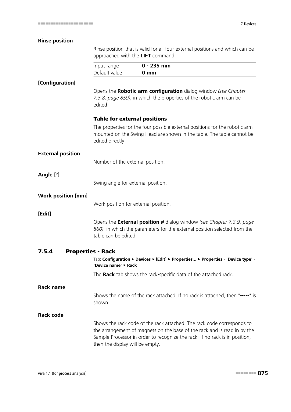 4 properties - rack, Properties - rack | Metrohm viva 1.1 (ProLab) User Manual | Page 887 / 1085