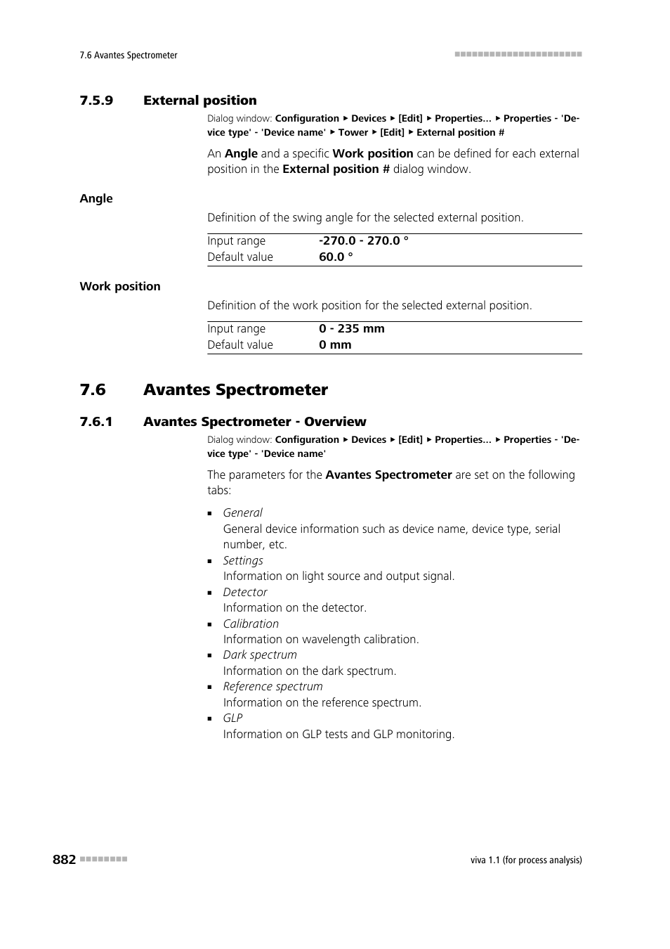 9 external position, 6 avantes spectrometer, 1 avantes spectrometer - overview | External position, Avantes spectrometer, Avantes spectrometer - overview | Metrohm viva 1.1 (ProLab) User Manual | Page 894 / 1085