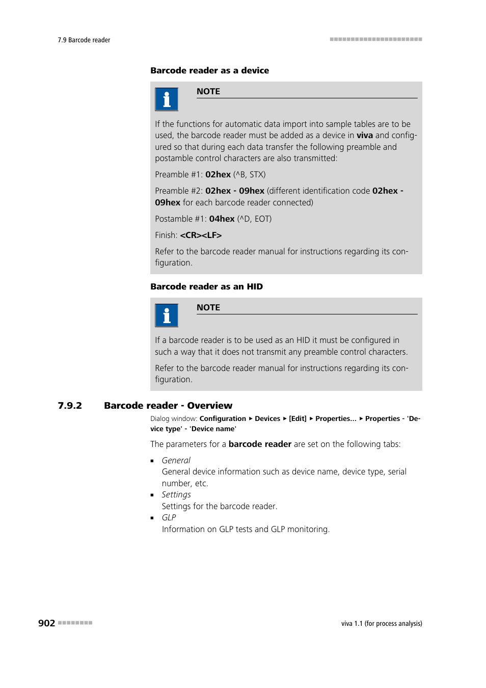 2 barcode reader - overview, Barcode reader - overview | Metrohm viva 1.1 (ProLab) User Manual | Page 914 / 1085